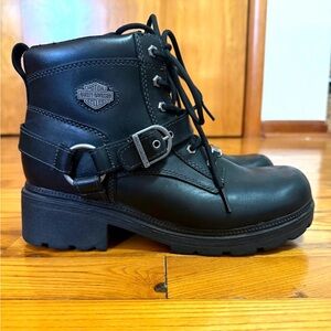 Harley-Davidson Black Ankle Boots with Buckle